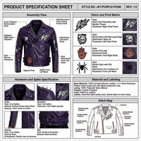 Blouson de motard personnalisé en peau de mouton cirée pour homme, avec clous, écussons brodés sur les épaules, style gothique, en cuir véritable, vêtement d'extérieur moto OEM