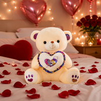Ours en peluche holographique iridescent ultra doux avec cœur « Je t'aime » pour un cadeau romantique pour la Saint-Valentin