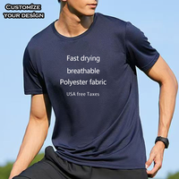 Meilleure vente T-shirt de course à séchage rapide pour hommes 100% polyester Sublimation Solid Logo Training Fitness T-Shirt pour les États-Unis Taxes gratuites