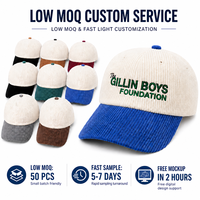 Nouvelle casquette de baseball en velours côtelé personnalisée avec logo pour femme et homme, broderie machine, bicolore, 6 panneaux