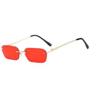 2024 <b>Trendy</b> Korean UV400 <b>Sunglasses</b> for Unisex Rectangle Frameless Luxury Alloy Eyewear with Ocean PC Logo Lenses 7 Colors - Product Image 5