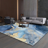 Tapis Grand Format en Velours Diamant Doré à Motif Abstrait, Fabriqué à la Machine, Antidérapant, Adapté aux Animaux Domestiques, pour Salon et Sol Intérieur