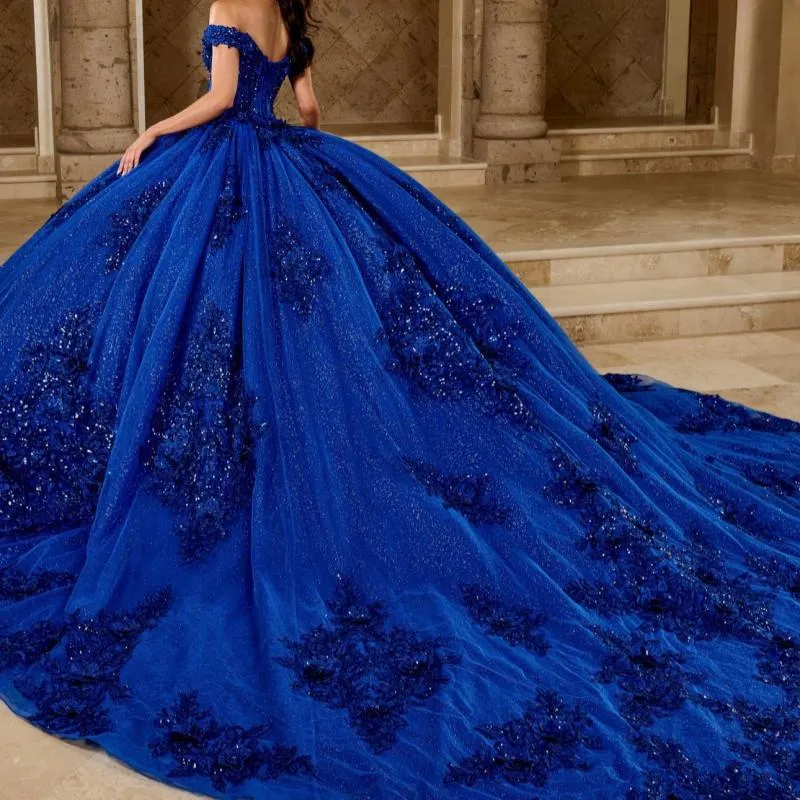 royal blue princess dress Azura Starlight Royal Blue Quinceaera Gown  Glitter Princess Dress Royal Blue / 3XL
