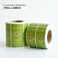 Rouleaux d'étiquettes personnalisées, imperméables, résistantes à l'huile, autocollantes en vinyle laminé pour l'emballage de bouteilles d'huile d'olive
