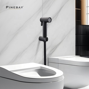 PINEBAY принадлежности для ванной комнаты ABS Пластиковый черный комплект неэлектрический биде с двумя насадками для душа Shattaf унитаз биде набор распылителей - Product Image 2