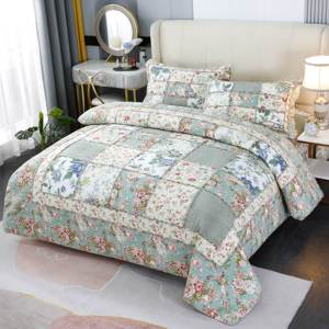Juego de Ropa de Cama King de Algodón, Juego de Ropa de Cama con Diseño de Patchwork para el Hogar, con Funda de Almohada - Product Image 1