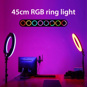 Anneau lumineux LED RGB 36/45/54 <span class=keywords><strong>cm</strong></span> (14/18/21 pouces) à intensité variable, pour selfie, studio, photographie professionnelle, éclairage d'appoint - Product Image 6