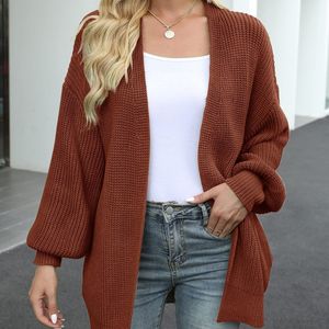 Cappotto 2025 da donna con maniche a lanterna Cardigan <span class=keywords><strong>in</strong></span> maglia di lana grossolana lungo nuovo stile autunno <span class=keywords><strong>inverno</strong></span> con tasche - Product Image 2