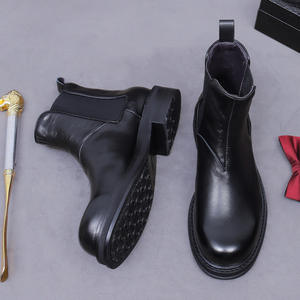 Nouvelles chaussures tendance pour hommes, bottes en cuir de vache pour hommes, bottes courtes, chaussures habillées pour hommes, durables et antidérapantes, bottes d'automne - Product Image 5