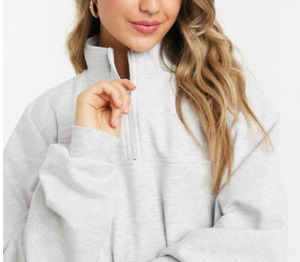 <span class=keywords><strong>Felpa</strong></span> Oversize <span class=keywords><strong>con</strong></span> Logo personalizzato collo alto <span class=keywords><strong>donna</strong></span> felpe Casual grigie <span class=keywords><strong>con</strong></span> mezza Zip - Product Image 3