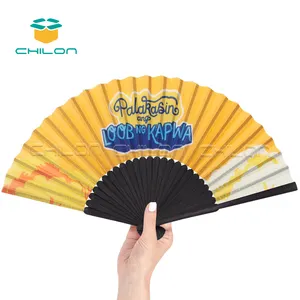 Custom Chinese Bamboo Fan Fabric Hand Fan with 21cm handle rib fan