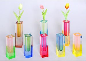 Vase en acrylique transparent élégant et compact, style nordique, vase décoratif de table pour la maison, centre de table pour événements - Product Image 2