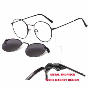 <span class=keywords><strong>Clip</strong></span> de Metal en gafas hombres <span class=keywords><strong>Clip</strong></span> en gafas de sol de las mujeres magnético, gafas de sol de la miopía redonda de Metal - Product Image 4