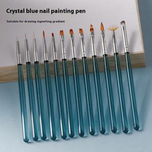 Set di pennelli per Nail Art in Nylon da 12 pezzi con fodera per intaglio pittura a ventaglio Ombre tondo in Gel piatto pennelli per decorazione artistica - Product Image 3