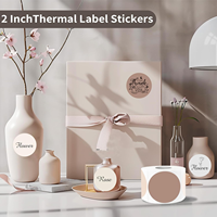 Étiquettes thermiques circulaires de 2 pouces, autocollantes, rondes, thermiques directes, pour la conception de logos, code QR, 500 feuilles/1 rouleau