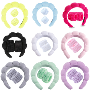 عصابة رأس جديدة 4 عباءة عصرية للعناية بالبشرة من قماش تيري عصابة رأس للوجه وعصابة معصم لغسيل الوجه - Product Image 4