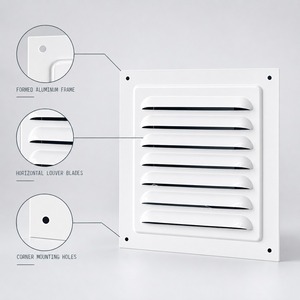 Rejilla de Ventilación Cuadrada de Aluminio para Pared, con Aspas de 180 Grados, Espaciado de 1/2 Pulgada, Diseño Moderno y Minimalista, Resistente a la Lluvia, Fácil Instalación, para Uso en HVAC - Product Image 5