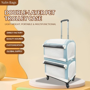 Valise de transport pour animaux de compagnie à double couche, réglable, approuvée par les compagnies aériennes, avec roulettes, pour chats et chiens, <span class=keywords><strong>en</strong></span> maille respirante, pour les voyages - Product Image 1
