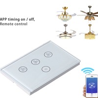 Interrupteur mural intelligent WiFi Shengguan US AU pour ventilateur et éclairage, contrôle de vitesse progressif, panneau tactile, télécommande sans fil via APP, 10A
