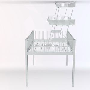 Table de promotion en zinc portable à la mode Poubelle promotionnelle en fil métallique Étagère centrale pliable de style moderne Capacité de 30kg pour magasin - Product Image 2