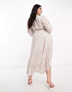 Escote en V Mangas Voluminosas Ojo de Cerradura Espalda Alto Bajo Dobladillo Faldas Curvilíneas Vestido de talla grande para <span class=keywords><strong>mujer</strong></span> - Product Image 6