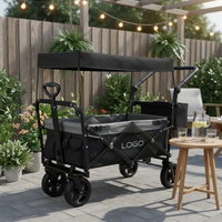 Chariot de camping pliable portable à quatre roues, chariot industriel OEM pour usage extérieur et shopping, qualité industrielle
