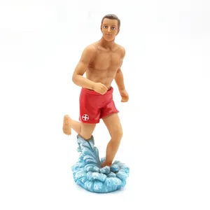 Solar Surfer Polyresin Bobble Head Summer Lifeguard Surf Board Red Shorts Beach Babe Waist Bobble Toy