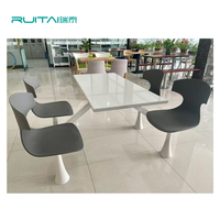 Table et chaises de salle à manger commerciales RUITAI avec revêtement en cuir PU pour cantine scolaire et cantine du personnel, bar (taille personnalisée)