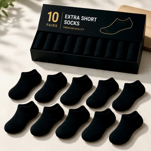 Chaussettes extra courtes et fines pour hommes, 10 paires, boîte cadeau, coton respirant, invisibles, antidérapantes, pour un usage quotidien en été - Product Image 1