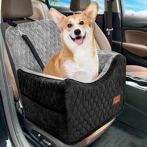 Asiento elevador para perros pequeños OEM, cama lavable para coche para mascotas, 35 libras, patrón sólido negro/gris, características de seguridad, bolsillos de almacenamiento extraíbles - Product Image 1