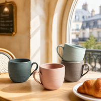 Tazas de Café Modernas Personalizadas de Gres Mate, Ecológicas, Aptas para Lavavajillas y Microondas, con Agarre, Color y Logotipo Personalizados para Bodas