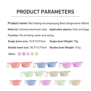 Köpekler kediler için Snap ile özel gıda sınıfı silikon katlanabilir hayvan mama kabı, taşınabilir seyahat mama kabı, OEM/ODM - Product Image 5