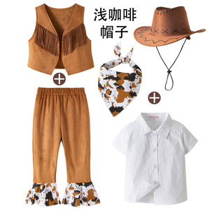 Disfraz de <span class=keywords><strong>Vaquero</strong></span> para Niños, Conjunto de Ropa de Cosplay, <span class=keywords><strong>Chaleco</strong></span> + Pantalones + Bufanda + Sombrero, 4 Piezas, Traje para Niños Pequeños - Product Image 5