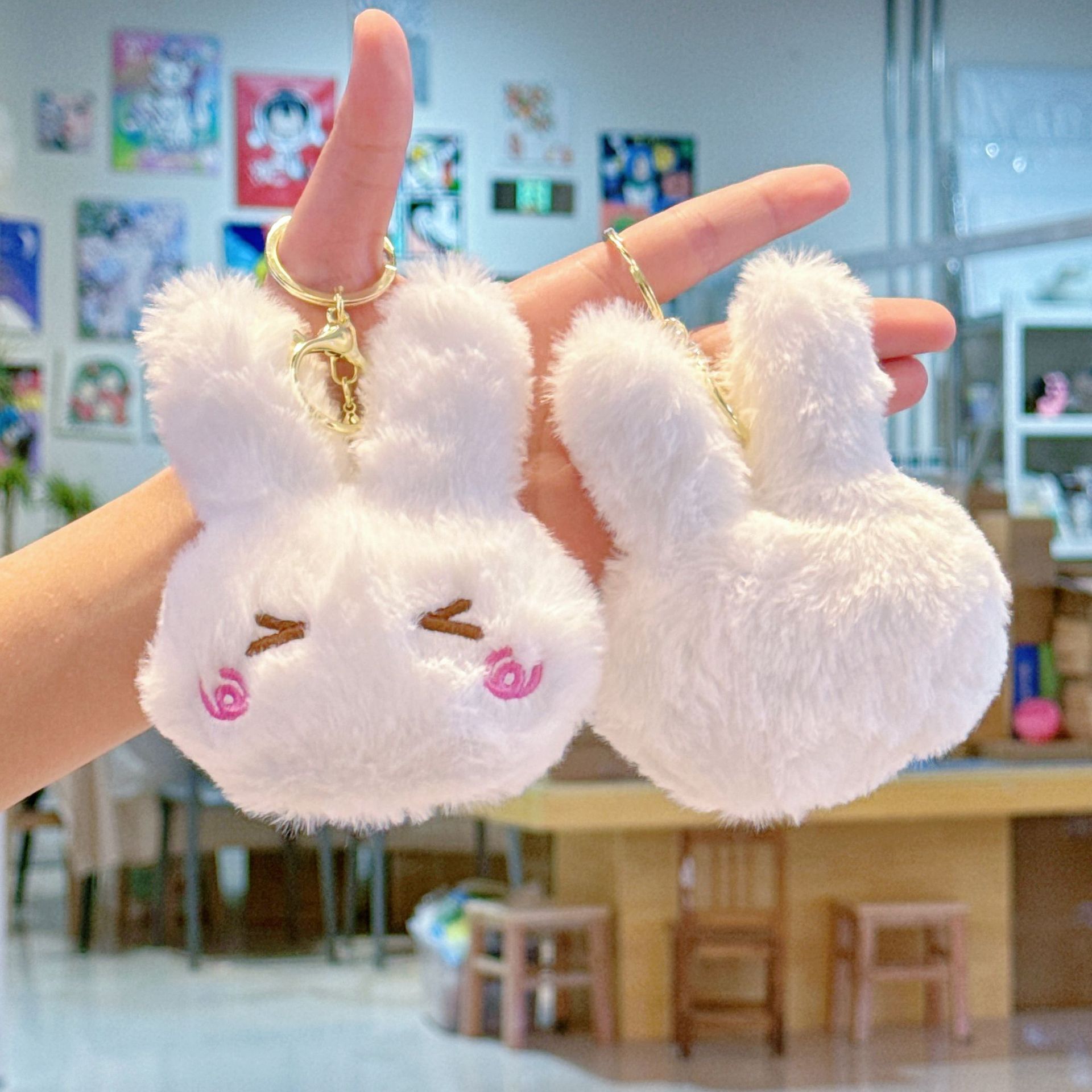 Tiktok Keychain Plush Rabbit Head Pendant Bag Rabbit Doll