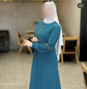 Hijab Kaftan伝統的なイスラム教徒のドレスと控えめな黒アバヤ女性のためのドバイイスラム服ジャカルタから - Product Image 6