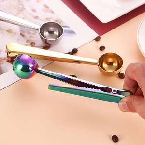 2 In 1 Mini Edelstahl Metall Kaffees chaufel Multifunktion spiegel Gold löffel Milchpulver Kaffee Messlöffel Mit Beutel clip - Product Image 2