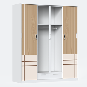 Nouveau design personnalisé imprimé chambre à coucher mobilier en métal armoire en acier à 4 portes avec tiroirs - Product Image 5