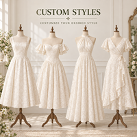 Robe midi personnalisée pour femme, jacquard floral, taille froncée, col incurvé, manches flottantes, jupe évasée, robe de cérémonie coupe trapèze
