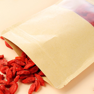 Sac autoportant en papier kraft jaune <span class=keywords><strong>pour</strong></span> fenêtre Sac de céréales <span class=keywords><strong>pour</strong></span> collation Sac à zip-lock <span class=keywords><strong>pour</strong></span> fruits secs - Product Image 2