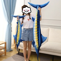 Peluche personnalisée mignonne de marlin blanc, animal marin en coton PP super doux, coussin long décoratif pour enfants unisexe