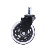Roue pivotante de 3 pouces pour chaise de bureau, petite roue de style cuisine, roulettes robustes, roulement à billes en polyuréthane transparent, capacité de charge de 50 kg