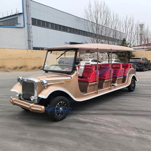 Voiture de tourisme électrique vintage dorée 14 places, garantie 1 an, sièges rouges confortables pour navette de groupe panoramique - Product Image 2