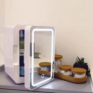 <span class=keywords><strong>Precio</strong></span> al por mayor portátil 6L Mini pequeño refrigerador cosmético belleza cuidado de la piel espejo de maquillaje 12V <span class=keywords><strong>nevera</strong></span> rosa con luz Led - Product Image 6