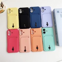 Étui de téléphone portable antichoc en TPU souple couleur bonbon avec porte-cartes pour iPhone 17 Air 16 15 Plus 18 14 13 12 PRO MAX 7 Plus SE