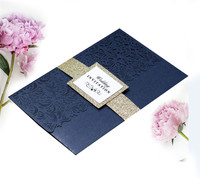 Carte de remerciement et d'invitation en papier Trird Fold Pearl, motif papillon creux