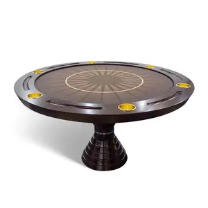 Luxury Round Custom Print Poker Table Professional Casino With Solid Wood Geometric Legs Poker Round Table
