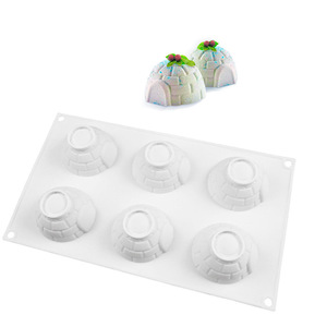6 Cavity Igloo Silicone Mold For Ice Cream Mousse French Dessert Summer Treats White Irregular Shape - Product Image 1