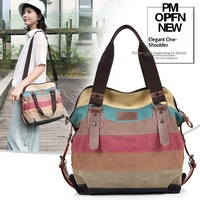 Sac à bandoulière vintage 2025 pour femme, style bohème, en toile, décontracté, grande capacité, fourre-tout, design color-block, fermeture éclair, été