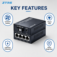 Convertidor de Medios de Fibra Óptica ZTRS, Ethernet 10/100M a Fibra SC Monomodo, 20km, RJ45, Sin Gestión, para Extensión de Red