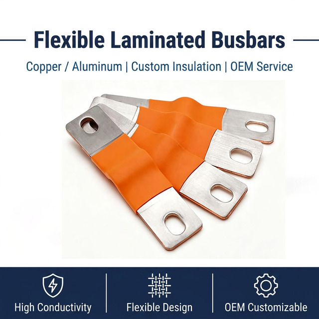 High Quality Customized Lifepo4 Insulated Battery Connector Flexible Copper Busbar for Power Distribution Equipment